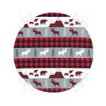 - RealHomes Yuvarlak Fermuarlı Minder - Realhomes Beyaz Zemin Üzerinde Ekose Desenli Geyik Desenli Dijital Baskılı Modern Yuvarlak Fermuarlı Sandalye Minderi Realhomes