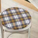 - RealHomes Yuvarlak Fermuarlı Minder - Realhomes Beyaz Zemin Üzerinde Renkli Ekose Desenli Dijital Baskılı Modern Yuvarlak Fermuarlı Sandalye Minderi Realhomes