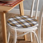 - RealHomes Yuvarlak Fermuarlı Minder - Realhomes Beyaz Zemin Üzerinde Renkli Ekose Desenli Dijital Baskılı Modern Yuvarlak Fermuarlı Sandalye Minderi Realhomes