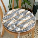 Beyaz Zemin Üzerinde Renkli Yaprak Desenli Dijital Baskılı Modern Yuvarlak Fermuarlı Sandalye Minderi Realhomes