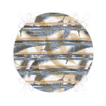 Beyaz Zemin Üzerinde Renkli Yaprak Desenli Dijital Baskılı Modern Yuvarlak Fermuarlı Sandalye Minderi Realhomes