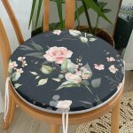 - RealHomes Yuvarlak Fermuarlı Minder - Realhomes  Renkli Zemin Üzerinde Beyaz Çiçek Desenli Dijital Baskılı Modern Yuvarlak Fermuarlı Sandalye Minderi Realhomes