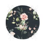 - RealHomes Yuvarlak Fermuarlı Minder - Realhomes  Renkli Zemin Üzerinde Beyaz Çiçek Desenli Dijital Baskılı Modern Yuvarlak Fermuarlı Sandalye Minderi Realhomes