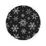 Siyah Zemin Üzerinde Beyaz Kar tanesi Desenli Dijital Baskılı Modern Yuvarlak Fermuarlı Sandalye Minderi Realhomes