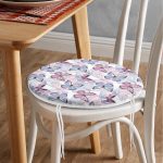 Beyaz Zemin Üzerinde Renkli Kelebek Desenli Dijital Baskılı Modern Yuvarlak Fermuarlı Sandalye Minderi Realhomes