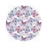 Beyaz Zemin Üzerinde Renkli Kelebek Desenli Dijital Baskılı Modern Yuvarlak Fermuarlı Sandalye Minderi Realhomes