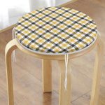 - RealHomes Yuvarlak Fermuarlı Minder - Realhomes  Beyaz Zemin Üzerinde Siyah Sarı Ekose Desenli Dijital Baskılı Modern Yuvarlak Fermuarlı Sandalye Minderi Realhomes