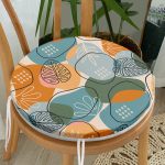 - RealHomes Yuvarlak Fermuarlı Minder - Realhomes Renkli Zemin Üzerinde Onedraw Çizimli Yaprak Desenli Dijital Baskılı Modern Yuvarlak Fermuarlı Sandalye Minderi Realhomes