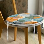 - RealHomes Yuvarlak Fermuarlı Minder - Realhomes Renkli Zemin Üzerinde Onedraw Çizimli Yaprak Desenli Dijital Baskılı Modern Yuvarlak Fermuarlı Sandalye Minderi Realhomes