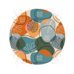 - RealHomes Yuvarlak Fermuarlı Minder - Realhomes Renkli Zemin Üzerinde Onedraw Çizimli Yaprak Desenli Dijital Baskılı Modern Yuvarlak Fermuarlı Sandalye Minderi Realhomes