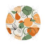 - RealHomes Yuvarlak Fermuarlı Minder - Realhomes  Renkli Zemin Üzerinde Onedraw Çizimli Meyve Desenli Dijital Baskılı Modern Yuvarlak Fermuarlı Sandalye Minderi Realhomes