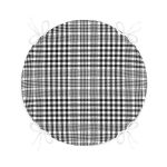 Beyaz Zemin Üzerinde Siyah Ekose Desenli Dijital Baskılı Modern Yuvarlak Fermuarlı Sandalye Minderi Realhomes