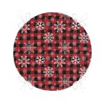 - RealHomes Yuvarlak Fermuarlı Minder - Realhomes  Kırmızı Ekose Desenli Kar tanesi Motifli Dijital Baskılı Modern Yuvarlak Fermuarlı Sandalye Minderi Realhomes