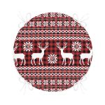 - RealHomes Yuvarlak Fermuarlı Minder - Realhomes  Kırmızı Ekose Desenli Geyik Motifli Dijital Baskılı Modern Yuvarlak Fermuarlı Sandalye Minderi Realhomes