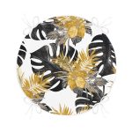 - RealHomes Yuvarlak Fermuarlı Minder - Realhomes Beyaz Zemin Üzerinde Gold Detaylı Yaprak Desenli Dijital Baskılı Modern Yuvarlak Fermuarlı Sandalye Minderi Realhomes