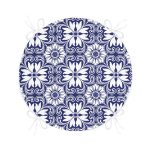 - RealHomes Yuvarlak Fermuarlı Minder - Realhomes  Beyaz Zemin Üzerinde Çini Desenli Dijital Baskılı Modern Yuvarlak Fermuarlı Sandalye Minderi Realhomes