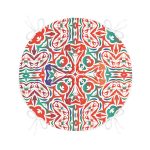 Beyaz Zemin Üzerinde Çini Desenli Dijital Baskılı Modern Yuvarlak Fermuarlı Sandalye Minderi Realhomes