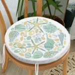 - RealHomes Yuvarlak Fermuarlı Minder - Realhomes Beyaz Zemin Üzerinde Deniz Yıldızı Desenli Dijital Baskılı Modern Yuvarlak Fermuarlı Sandalye Minderi Realhomes