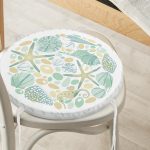 - RealHomes Yuvarlak Fermuarlı Minder - Realhomes Beyaz Zemin Üzerinde Deniz Yıldızı Desenli Dijital Baskılı Modern Yuvarlak Fermuarlı Sandalye Minderi Realhomes