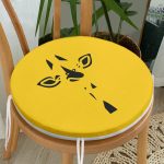 Renkli Zemin Üzerinde Onedraw Çizimli Zürafa Silüeti Dijital Baskılı Modern Yuvarlak Fermuarlı Sandalye Minderi Realhomes