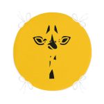 Renkli Zemin Üzerinde Onedraw Çizimli Zürafa Silüeti Dijital Baskılı Modern Yuvarlak Fermuarlı Sandalye Minderi Realhomes