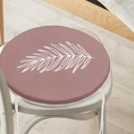 - RealHomes Yuvarlak Fermuarlı Minder - Realhomes  Renkli Zemin Üzerinde Yaprak Desenli Dijital Baskılı Modern Yuvarlak Fermuarlı Sandalye Minderi Realhomes