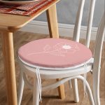 - RealHomes Yuvarlak Fermuarlı Minder - Realhomes Pastel Zemin Üzerinde Beyaz Çiçek Desenli Dijital Baskılı Modern Yuvarlak Fermuarlı Sandalye Minderi Realhomes