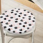 - RealHomes Yuvarlak Fermuarlı Minder - Realhomes Beyaz Zemin Üzerinde Siyah Puantiyeli Kaktüs Desenli Dijital Baskılı Modern Yuvarlak Fermuarlı Sandalye Minderi Realhomes