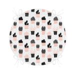 - RealHomes Yuvarlak Fermuarlı Minder - Realhomes Beyaz Zemin Üzerinde Siyah Puantiyeli Kaktüs Desenli Dijital Baskılı Modern Yuvarlak Fermuarlı Sandalye Minderi Realhomes