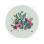 - RealHomes Yuvarlak Fermuarlı Minder - Realhomes  Renkli Zemin Üzerinde Oklu Kaktüs Desenli Dijital Baskılı Modern Yuvarlak Fermuarlı Sandalye Minderi Realhomes