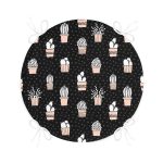 - RealHomes Yuvarlak Fermuarlı Minder - Realhomes Siyah Zemin Üzerinde Kaktüs Desenli Dijital Baskılı Modern Yuvarlak Fermuarlı Sandalye Minderi Realhomes