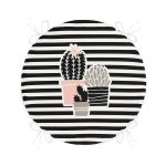 - RealHomes Yuvarlak Fermuarlı Minder - Realhomes Renkli Zemin Üzerinde Siyah Çizgili Kaktüs Desenli Dijital Baskılı Modern Yuvarlak Fermuarlı Sandalye Minderi Realhomes