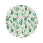 - RealHomes Yuvarlak Fermuarlı Minder - Realhomes Renkli Zemin Üzerinde Kaktüs Desenli Dijital Baskılı Modern Yuvarlak Fermuarlı Sandalye Minderi Realhomes