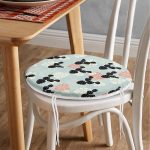 - RealHomes Yuvarlak Fermuarlı Minder - Realhomes  Renkli Zemin Üzerinde Yaprak Desenli Dijital Baskılı Modern Yuvarlak Fermuarlı Sandalye Minderi Realhomes