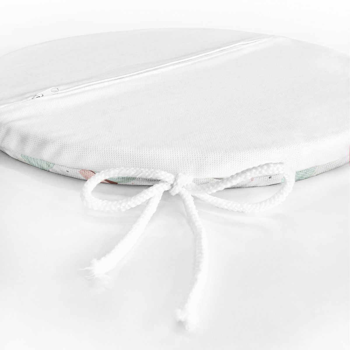 Beyaz Zemin Üzerinde Kaktüs Desenli Dijital Baskılı Modern Yuvarlak Fermuarlı Sandalye Minderi Realhomes