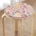 Renkli Zemin Üzerinde Kaktüs Desenli Dijital Baskılı Modern Yuvarlak Fermuarlı Sandalye Minderi Realhomes