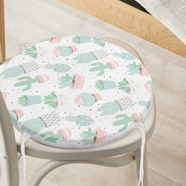 - RealHomes Yuvarlak Fermuarlı Minder - Realhomes  Karolina Mavisi Zeminli Sonsuz Kelebek Desenli Modern Yuvarlak Fermuarlı Sandalye Minderi Realhomes