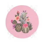 - RealHomes Yuvarlak Fermuarlı Minder - Realhomes  Renkli Zemin Üzerinde Kaktüs Desenli Dijital Baskılı Modern Yuvarlak Fermuarlı Sandalye Minderi Realhomes