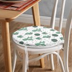 - RealHomes Yuvarlak Fermuarlı Minder - Realhomes  Beyaz Zemin Üzerinde Renkli Kaktüs Desenli Dijital Baskılı Modern Yuvarlak Fermuarlı Sandalye Minderi Realhomes