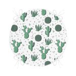 - RealHomes Yuvarlak Fermuarlı Minder - Realhomes  Beyaz Zemin Üzerinde Renkli Kaktüs Desenli Dijital Baskılı Modern Yuvarlak Fermuarlı Sandalye Minderi Realhomes