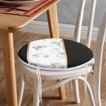 - RealHomes Yuvarlak Fermuarlı Minder - Realhomes  Renkli Geometrik Desenli Mermer Motifli Dijital Baskılı Modern Yuvarlak Fermuarlı Sandalye Minderi Realhomes