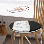 - RealHomes Yuvarlak Fermuarlı Minder - Realhomes  Renkli Geometrik Desenli Mermer Motifli Dijital Baskılı Modern Yuvarlak Fermuarlı Sandalye Minderi Realhomes