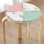 Renkli Geometrik Desenli Mermer Motifli Dijital Baskılı Modern Yuvarlak Fermuarlı Sandalye Minderi Realhomes