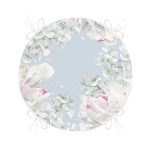 - RealHomes Yuvarlak Fermuarlı Minder - Realhomes  Renkli Zeminli Beyaz Çiçek Desenli Dijital Baskılı Modern Yuvarlak Fermuarlı Sandalye Minderi Realhomes