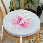 - RealHomes Yuvarlak Fermuarlı Minder - Realhomes Renkli Zeminli Ortanca Çiçek Desenli Dijital Baskılı Modern Yuvarlak Fermuarlı Sandalye Minderi Realhomes