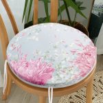 - RealHomes Yuvarlak Fermuarlı Minder - Realhomes  Pastel Zeminli Renkli Ortanca Çiçek Dijital Baskılı Modern Yuvarlak Fermuarlı Sandalye Minderi Realhomes