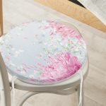 - RealHomes Yuvarlak Fermuarlı Minder - Realhomes  Pastel Zeminli Renkli Ortanca Çiçek Dijital Baskılı Modern Yuvarlak Fermuarlı Sandalye Minderi Realhomes