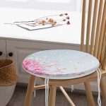 - RealHomes Yuvarlak Fermuarlı Minder - Realhomes  Pastel Zeminli Renkli Ortanca Çiçek Dijital Baskılı Modern Yuvarlak Fermuarlı Sandalye Minderi Realhomes