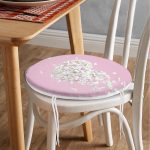 Renkli Zeminli Kalp Desenli Ortanca Çiçek Dijital Baskılı Modern Yuvarlak Fermuarlı Sandalye Minderi Realhomes