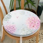 - RealHomes Yuvarlak Fermuarlı Minder - Realhomes  Pastel Zeminli Renkli Ortanca Çiçek Dijital Baskılı Modern Yuvarlak Fermuarlı Sandalye Minderi Realhomes